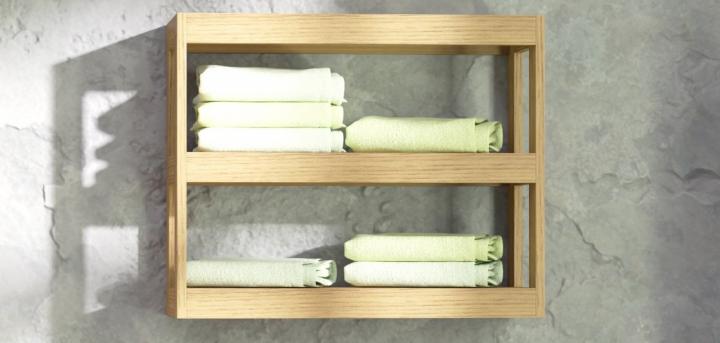 Cómo combinar y decorar estanterías de madera en el baño