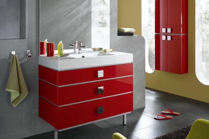 Inspiración para cuartos de baño en rojo. Cuarto de baño Mona Lisa