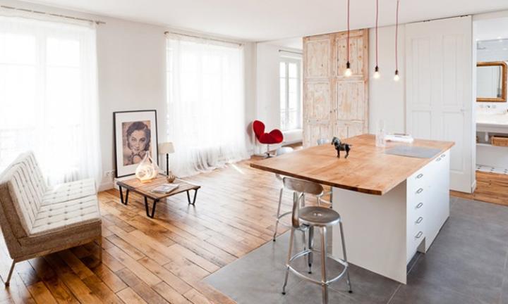 Loft parisino minimalista de 60 m2