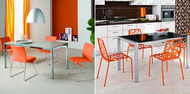 Muebles y accesorios en color naranja