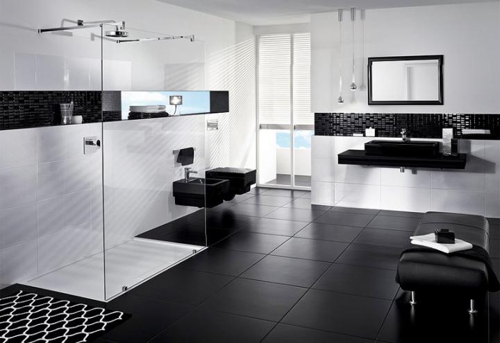 Decoración de un cuarto de baño en blanco y negro