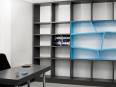 Diseño de una oficina en azul y gris