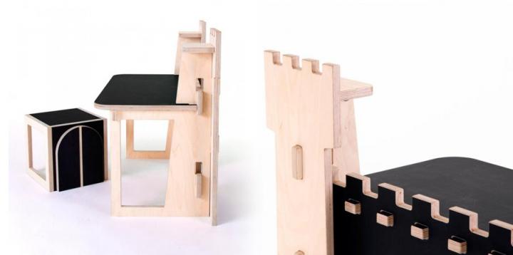 Escritorio para ni&ntilde;os con forma de castillo