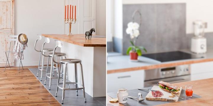 Imágenes de la cocina del loft parisino minimalista