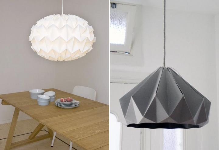 Imágenes de las lámpara Origami del Studio Snowpuppe