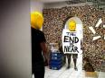 Pared fabricada con piezas Lego
