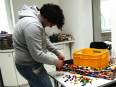 Pared fabricada con piezas Lego